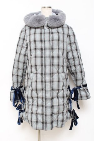 画像: axes femme POETIQUE / レースアップエコダウンコート M ブルーグレー Y-25-10-28-098-AX-CO-SZ-ZY