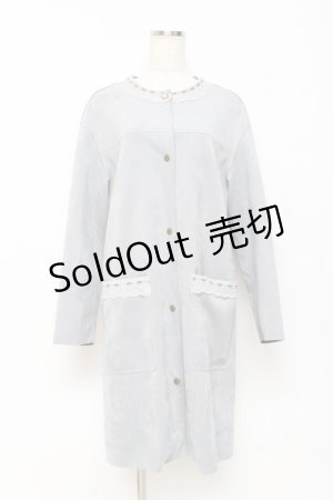 画像: axes femme / ノーカラーロングコート M サックス Y-25-10-28-099-AX-JA-SZ-ZY