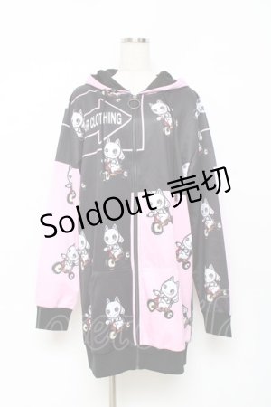 画像: NieR Clothing / BICYCLE ZIP PARKA パーカー F 黒×ピンク Y-25-10-28-110-PU-TO-SZ-ZY