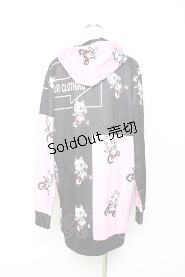 画像2: NieR Clothing / BICYCLE ZIP PARKA パーカー F 黒×ピンク Y-25-10-28-110-PU-TO-SZ-ZY (2)