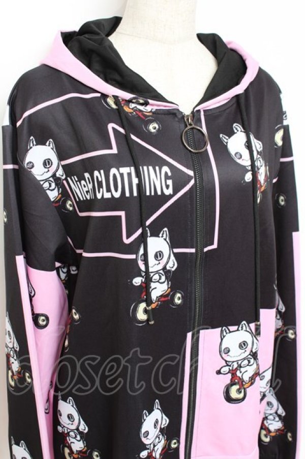画像3: NieR Clothing / BICYCLE ZIP PARKA パーカー F 黒×ピンク Y-25-10-28-110-PU-TO-SZ-ZY (3)
