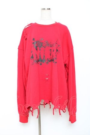 画像: NieR Clothing / ダメージ加工トレーナー  赤 Y-25-10-28-111-PU-TO-SZ-ZY