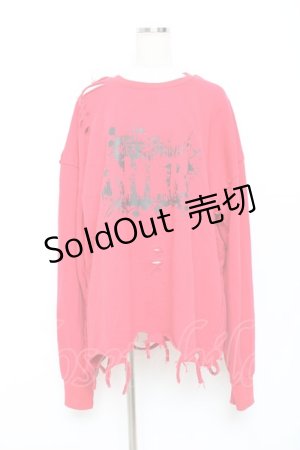 画像: NieR CLOTHING / ダメージ加工トレーナー  赤 Y-25-10-28-111-PU-TO-SZ-ZI