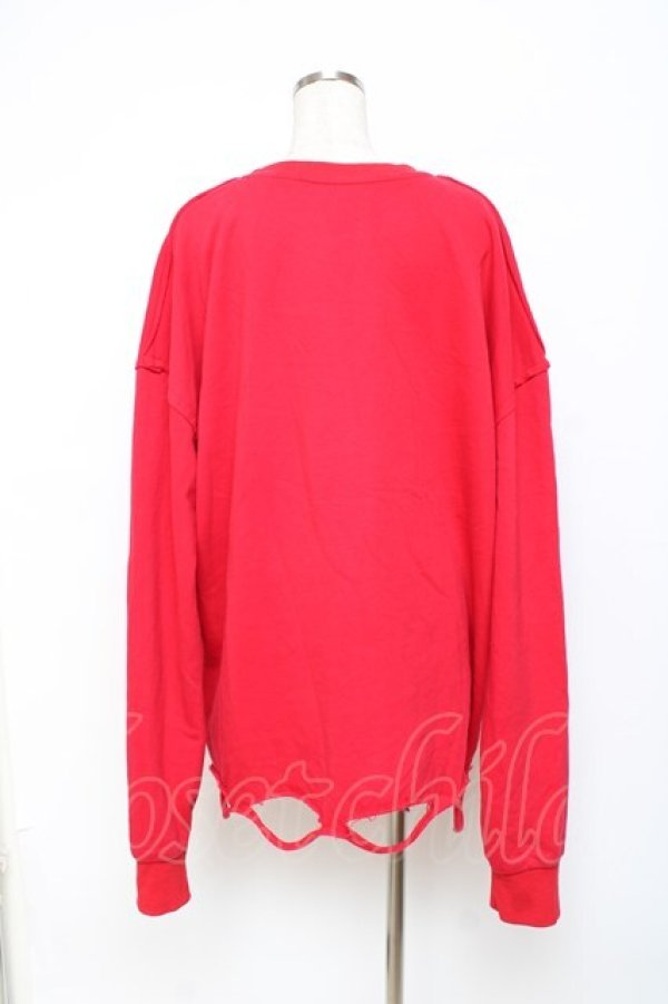 画像2: NieR Clothing / ダメージ加工トレーナー  赤 Y-25-10-28-111-PU-TO-SZ-ZY (2)