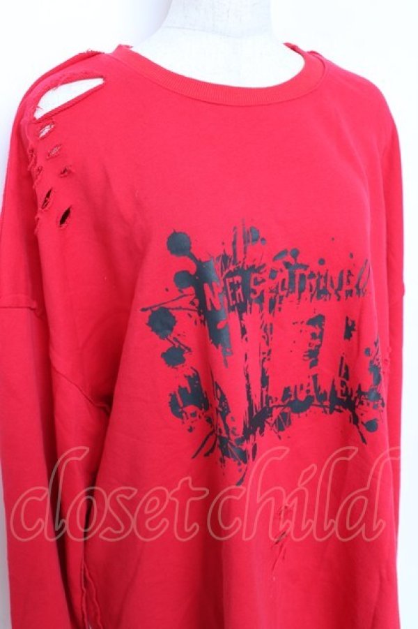 画像3: NieR Clothing / ダメージ加工トレーナー  赤 Y-25-10-28-111-PU-TO-SZ-ZY (3)