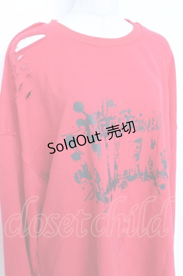 画像3: NieR CLOTHING / ダメージ加工トレーナー  赤 Y-25-10-28-111-PU-TO-SZ-ZI (3)