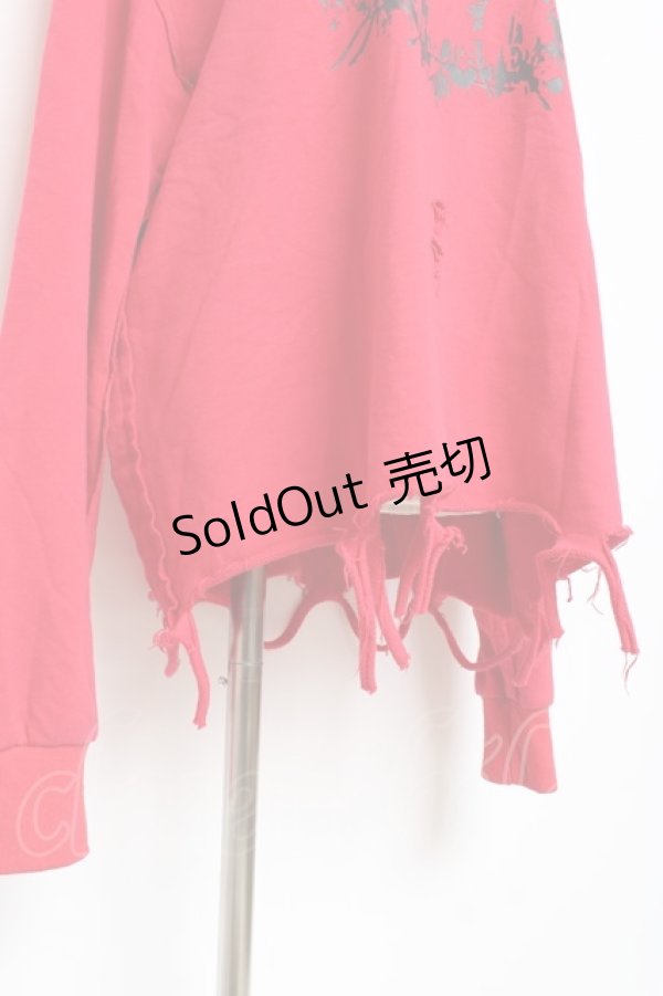 画像4: NieR CLOTHING / ダメージ加工トレーナー  赤 Y-25-10-28-111-PU-TO-SZ-ZI (4)