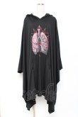 画像1: Drug Honey / クリスタル線画x写実的臓器ドレープポンチョワンピース  黒 Y-25-10-28-112-PU-OP-SZ-ZY (1)