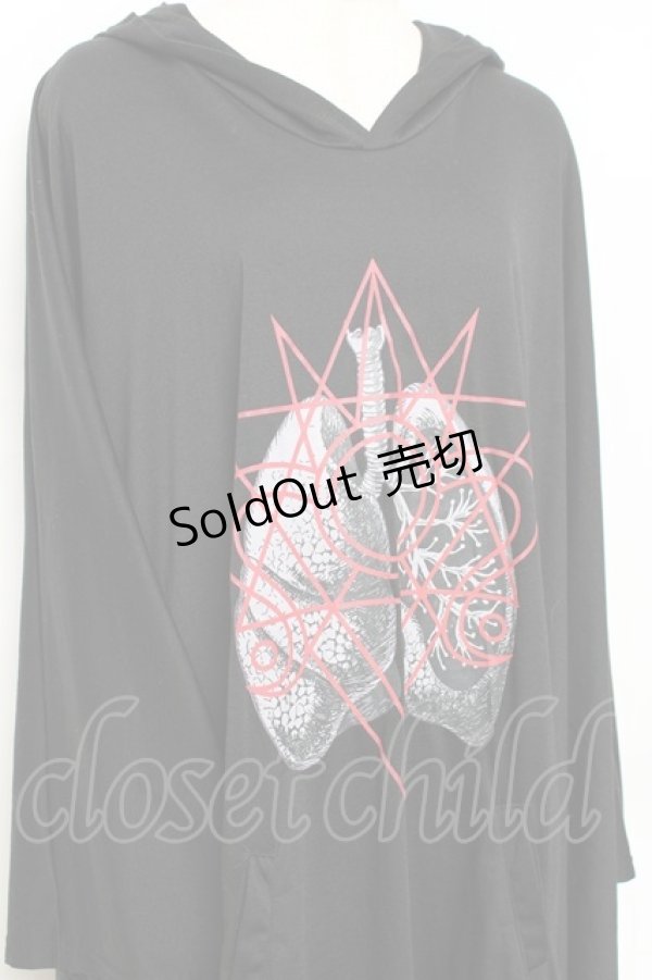 画像3: Drug Honey / クリスタル線画x写実的臓器ドレープポンチョワンピース  黒 Y-25-10-28-112-PU-OP-SZ-ZY (3)