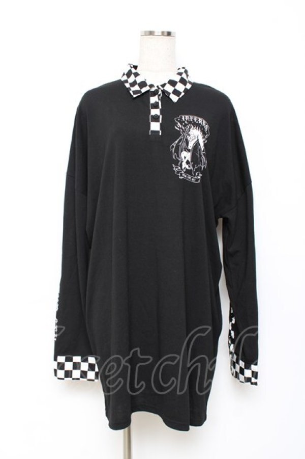 画像1: LISTEN FLAVOR / 天から堕ちたユニコーン 襟付きカットソー F 黒 Y-25-10-28-114-PU-TO-SZ-ZY (1)