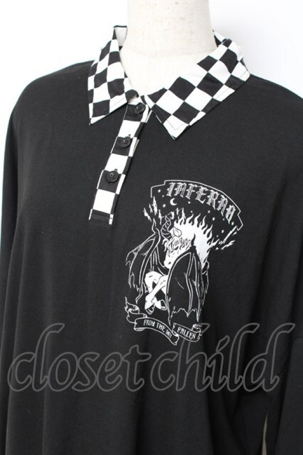 画像4: LISTEN FLAVOR / 天から堕ちたユニコーン 襟付きカットソー F 黒 Y-25-10-28-114-PU-TO-SZ-ZY (4)