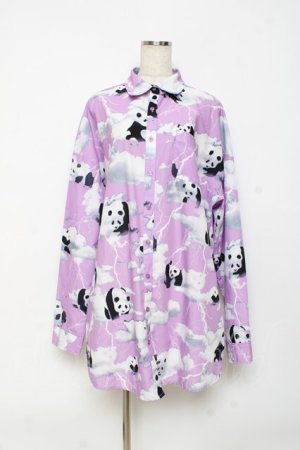 画像: Jamieエーエヌケー / パンダ柄BIGシャツ F ラベンダー Y-25-10-28-115-LO-OP-SZ-ZY