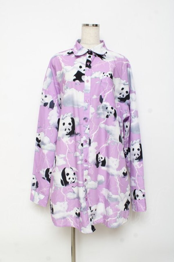 画像1: Jamieエーエヌケー / パンダ柄BIGシャツ F ラベンダー Y-25-10-28-115-LO-OP-SZ-ZY (1)