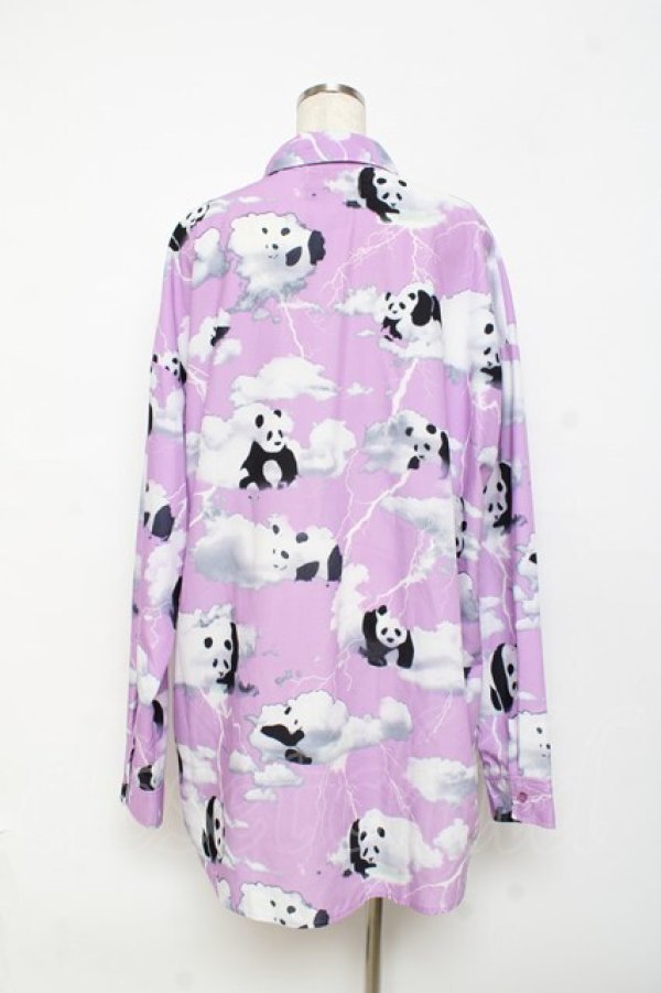 画像2: Jamieエーエヌケー / パンダ柄BIGシャツ F ラベンダー Y-25-10-28-115-LO-OP-SZ-ZY (2)