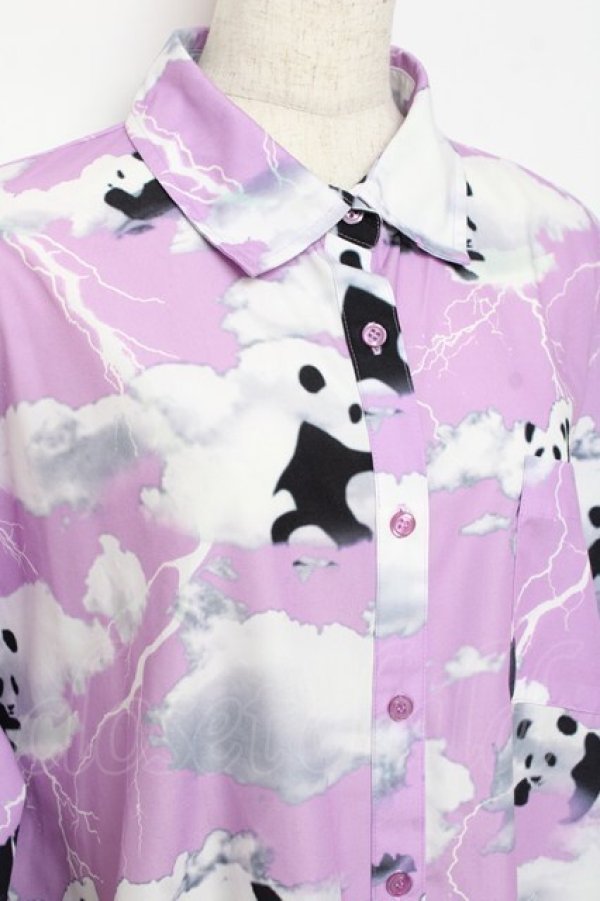 画像3: Jamieエーエヌケー / パンダ柄BIGシャツ F ラベンダー Y-25-10-28-115-LO-OP-SZ-ZY (3)