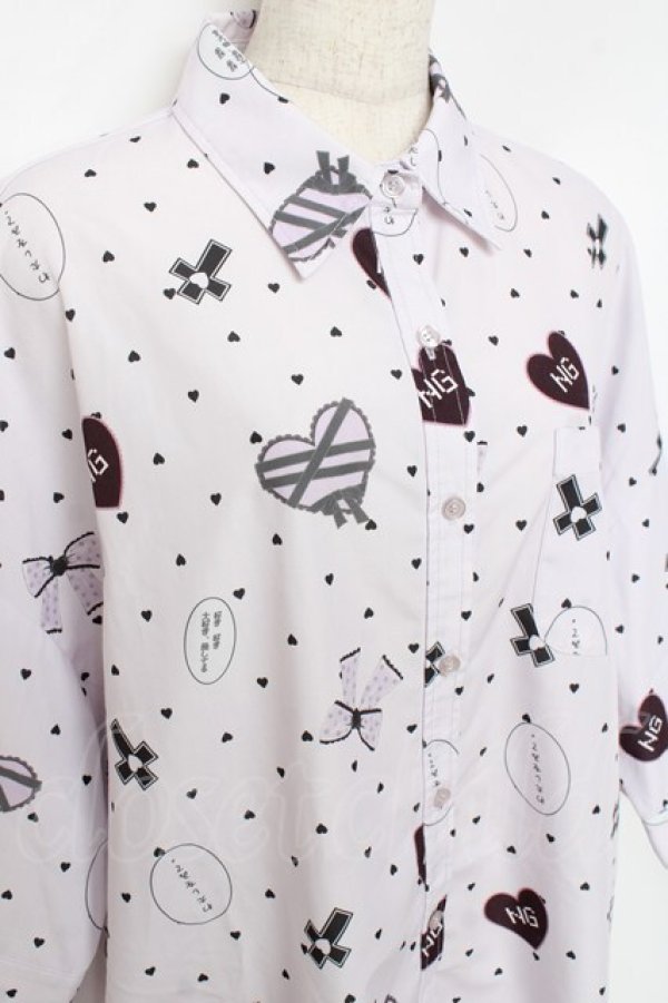 画像3: Ank Rouge / やみかわいいプリントBigシャツ M ピンク Y-25-10-28-116-CA-BL-SZ-ZY (3)