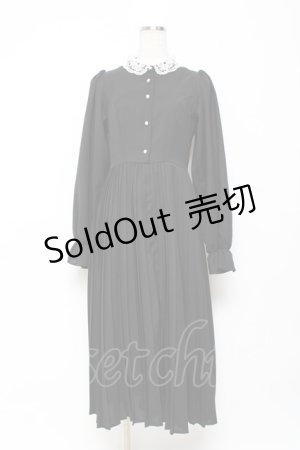 画像: m petit by misako / AM*レースエリプリーツワンピース M 中黒 Y-25-10-28-121-LO-OP-SZ-ZY