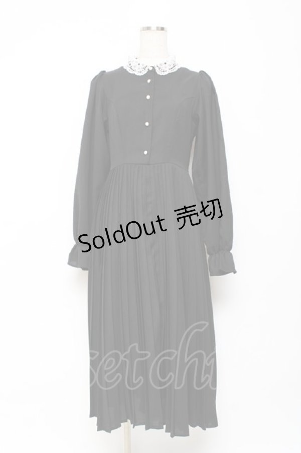 画像1: m petit by misako / AM*レースエリプリーツワンピース M 中黒 Y-25-10-28-121-LO-OP-SZ-ZY (1)