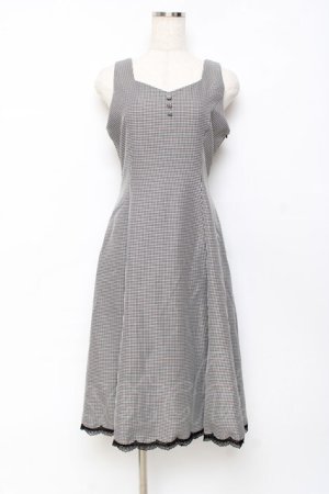 画像: axes femme / 編み上げ千鳥格子ジャンスカ F 黒 Y-25-10-28-124-AX-OP-SZ-ZY