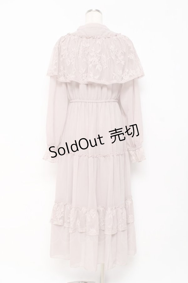 画像2: axes femme / レースケープティアードワンピース M モカ Y-25-10-28-125-AX-OP-SZ-ZI (2)