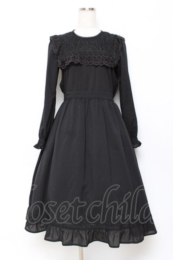 画像1: axes femme kawaii / レースブロッキングロングワンピース M 黒 Y-25-10-28-127-AX-BL-SZ-ZY (1)