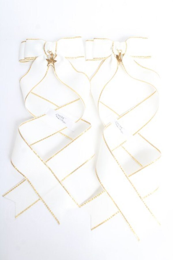 画像1: LOTUS ribbon / ツインテールリボンバレッタ  白 Y-25-10-28-017-EL-ZA-SZ-ZY (1)