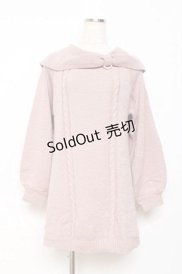 画像1: axes femme / リボン襟ニットミニワンピ F ピンク Y-25-10-28-129-AX-OP-SZ-ZY (1)