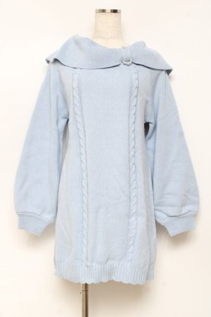 画像: axes femme / リボン襟ニットミニワンピ F サックス Y-25-10-28-130-AX-OP-SZ-ZY