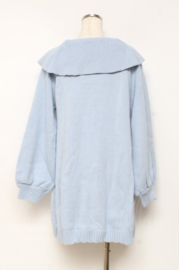 画像2: axes femme / リボン襟ニットミニワンピ F サックス Y-25-10-28-130-AX-OP-SZ-ZY (2)