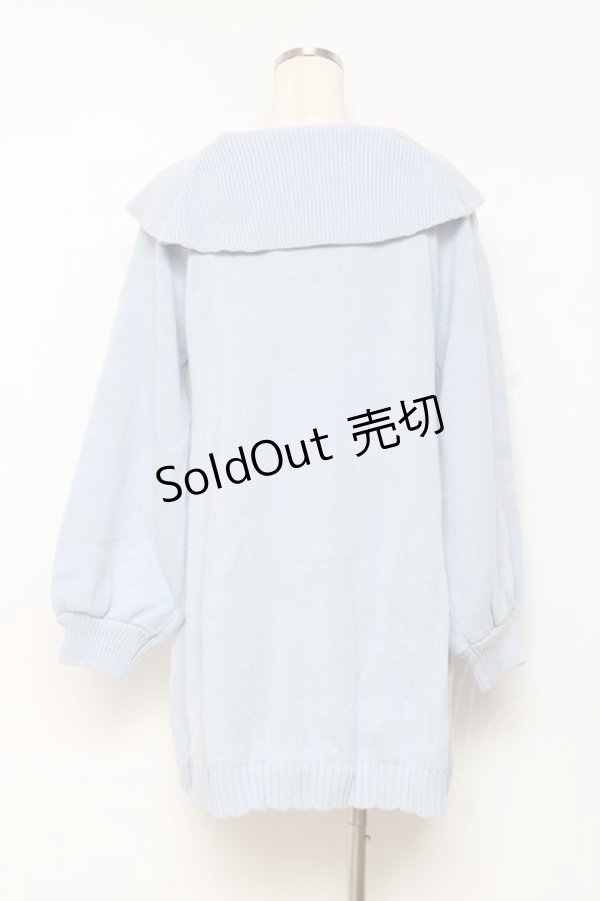 画像2: axes femme / リボン襟ニットミニワンピ F サックス Y-25-10-28-130-AX-OP-SZ-ZY (2)