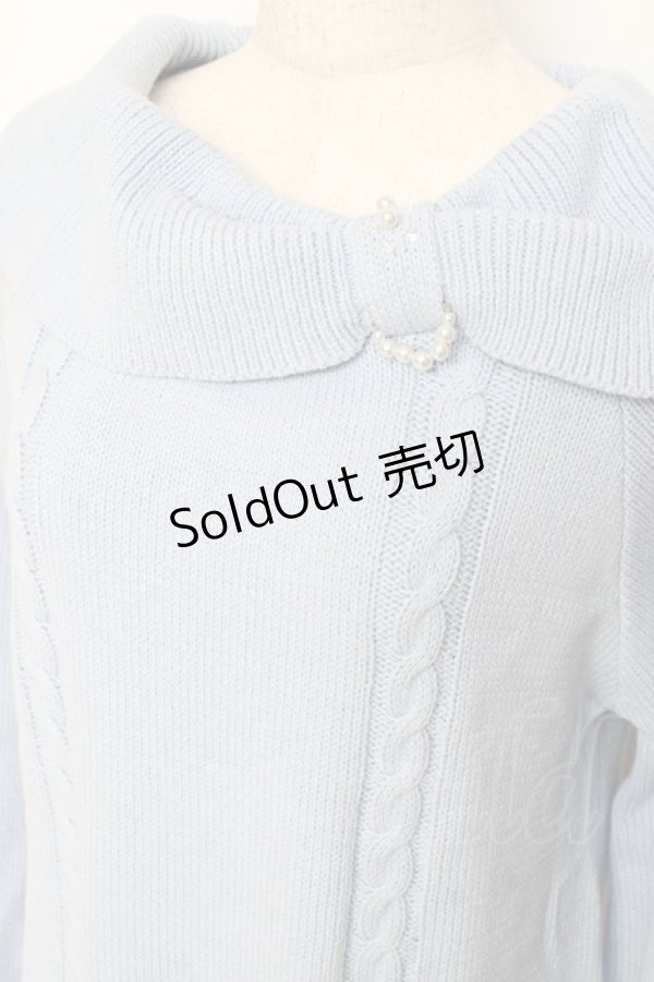 画像3: axes femme / リボン襟ニットミニワンピ F サックス Y-25-10-28-130-AX-OP-SZ-ZY (3)