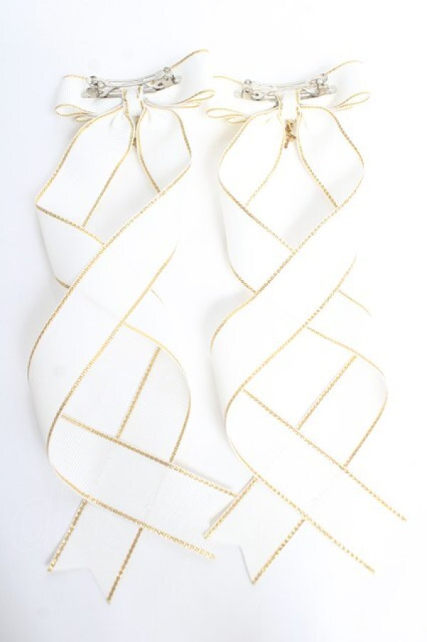 画像2: LOTUS ribbon / ツインテールリボンバレッタ  白 Y-25-10-28-017-EL-ZA-SZ-ZY (2)