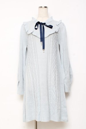 画像: axes femme / ヨーク切替ニットワンピ F サックス Y-25-10-28-132-AX-OP-SZ-ZY