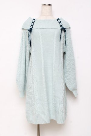 画像: axes femme / W編み上げニットチュニック F ミント Y-25-10-28-133-AX-TO-SZ-ZY