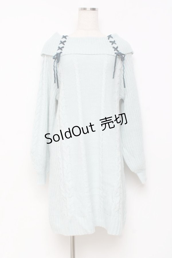 画像1: axes femme / W編み上げニットチュニック F ミント Y-25-10-28-133-AX-TO-SZ-ZY (1)