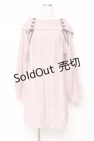 画像: axes femme / W編み上げニットチュニック F ピンク Y-25-10-28-134-AX-TO-SZ-ZY