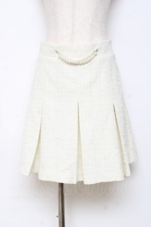 画像: DearMyLoveRose / パールチェーンツイードプリーツスカート 3L アイボリー Y-25-10-28-137-EL-SK-SZ-ZY