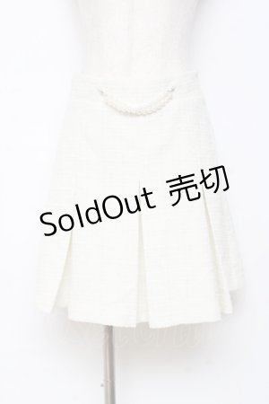 画像: DearMyLoveRose / パールチェーンツイードプリーツスカート 3L アイボリー Y-25-10-28-137-EL-SK-SZ-ZY