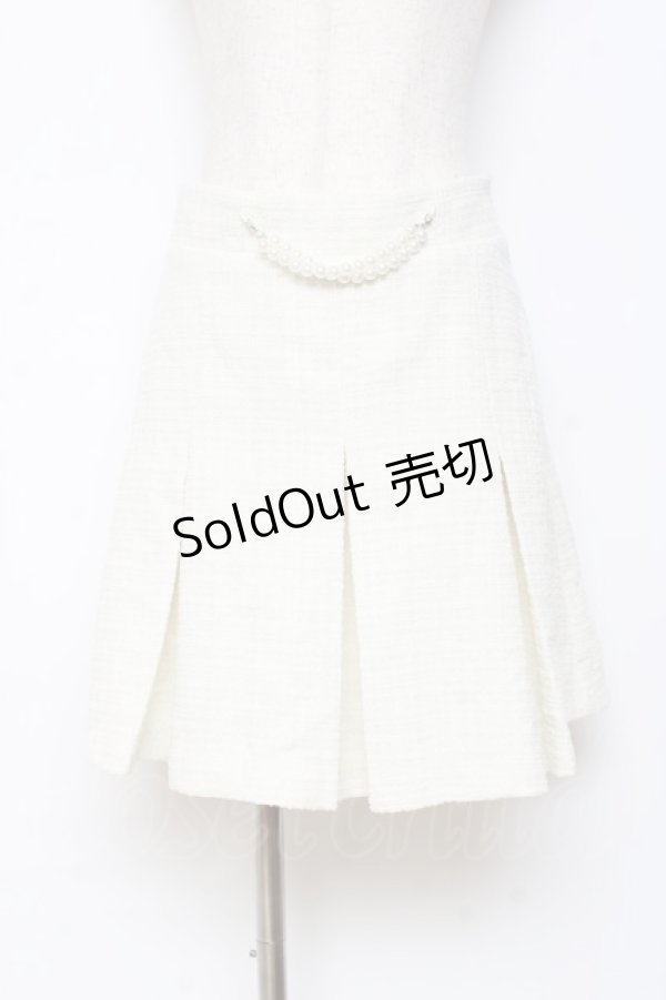 画像1: DearMyLoveRose / パールチェーンツイードプリーツスカート 3L アイボリー Y-25-10-28-137-EL-SK-SZ-ZY (1)