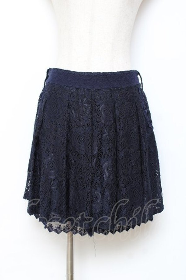 画像1: axes femme / ベルト付きレースキュロット M 紺 Y-25-10-28-141-AX-PA-SZ-ZY (1)