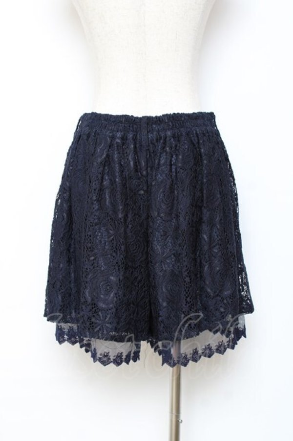 画像2: axes femme / ベルト付きレースキュロット M 紺 Y-25-10-28-141-AX-PA-SZ-ZY (2)