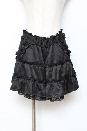 画像: axes femme / サテンフリルキュロット M 黒 Y-25-10-28-142-AX-PA-SZ-ZY