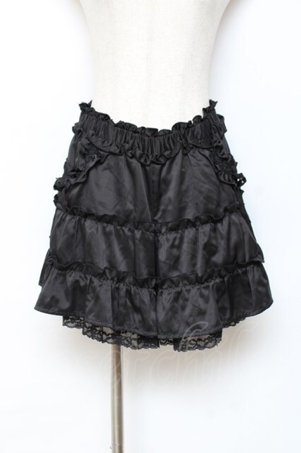 画像1: axes femme / サテンフリルキュロット M 黒 Y-25-10-28-142-AX-PA-SZ-ZY (1)