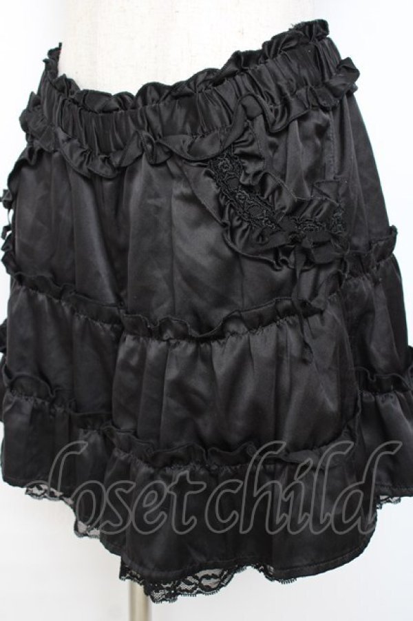 画像3: axes femme / サテンフリルキュロット M 黒 Y-25-10-28-142-AX-PA-SZ-ZY (3)