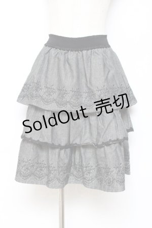 画像: axes femme / 刺繍入ティアードスカート M クロ Y-25-10-28-143-AX-SK-SZ-ZI