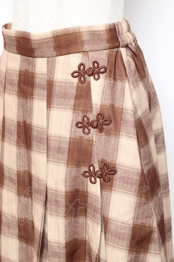 画像3: axes femme POETIQUE / チャイナボタンタックスカート M 茶 Y-25-10-28-144-AX-SK-SZ-ZY (3)