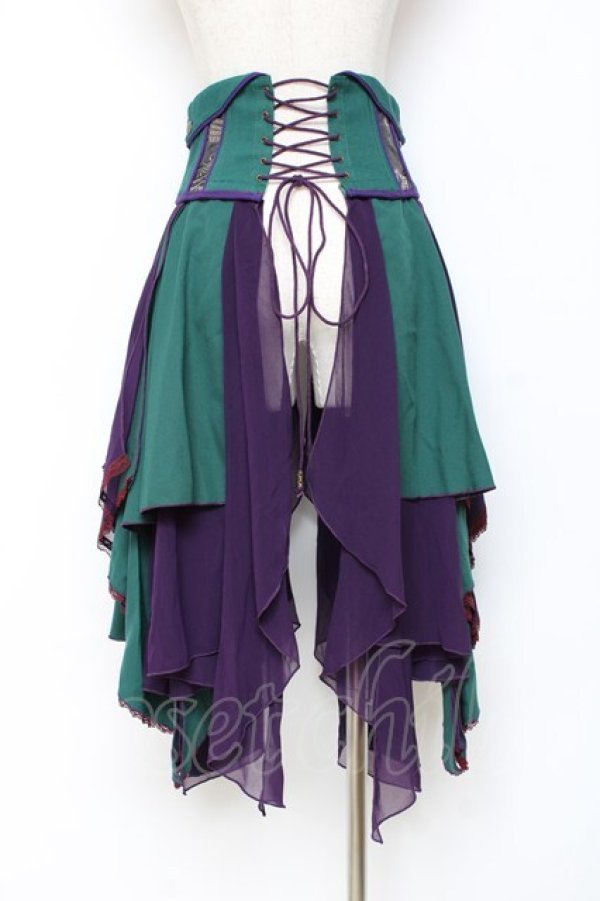 画像3: Ozz oneste / 雪化憧コルセットスカート  グリーン×紫 Y-25-10-28-146-OO-SK-SZ-ZY (3)