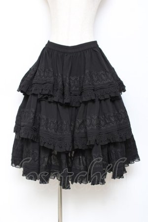 画像: Hoshibako Works / 七色ワルツチュールフリルアンダースカート  黒 Y-25-10-28-149-LO-SK-SZ-ZY