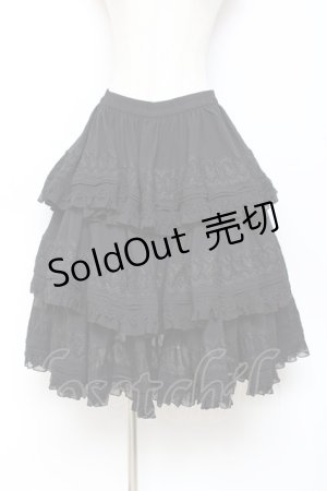 画像: Hoshibako Works / 七色ワルツチュールフリルアンダースカート  黒 Y-25-10-28-149-LO-SK-SZ-ZY