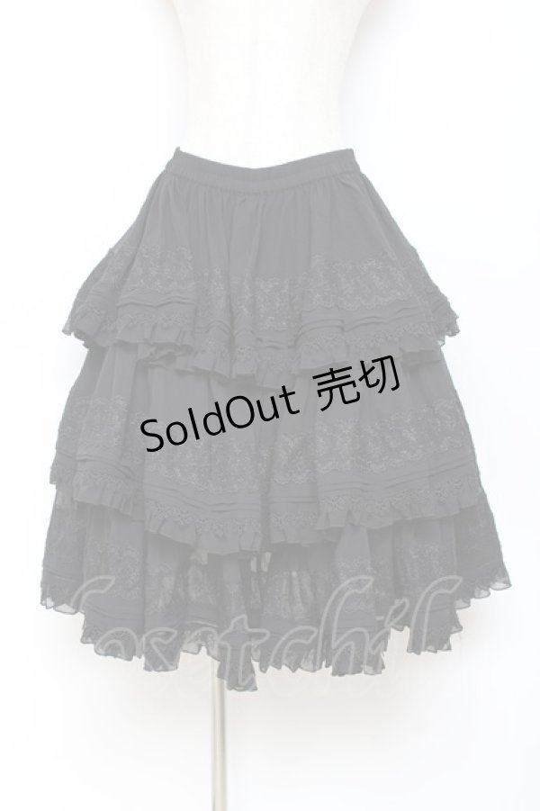 画像1: Hoshibako Works / 七色ワルツチュールフリルアンダースカート  黒 Y-25-10-28-149-LO-SK-SZ-ZY (1)
